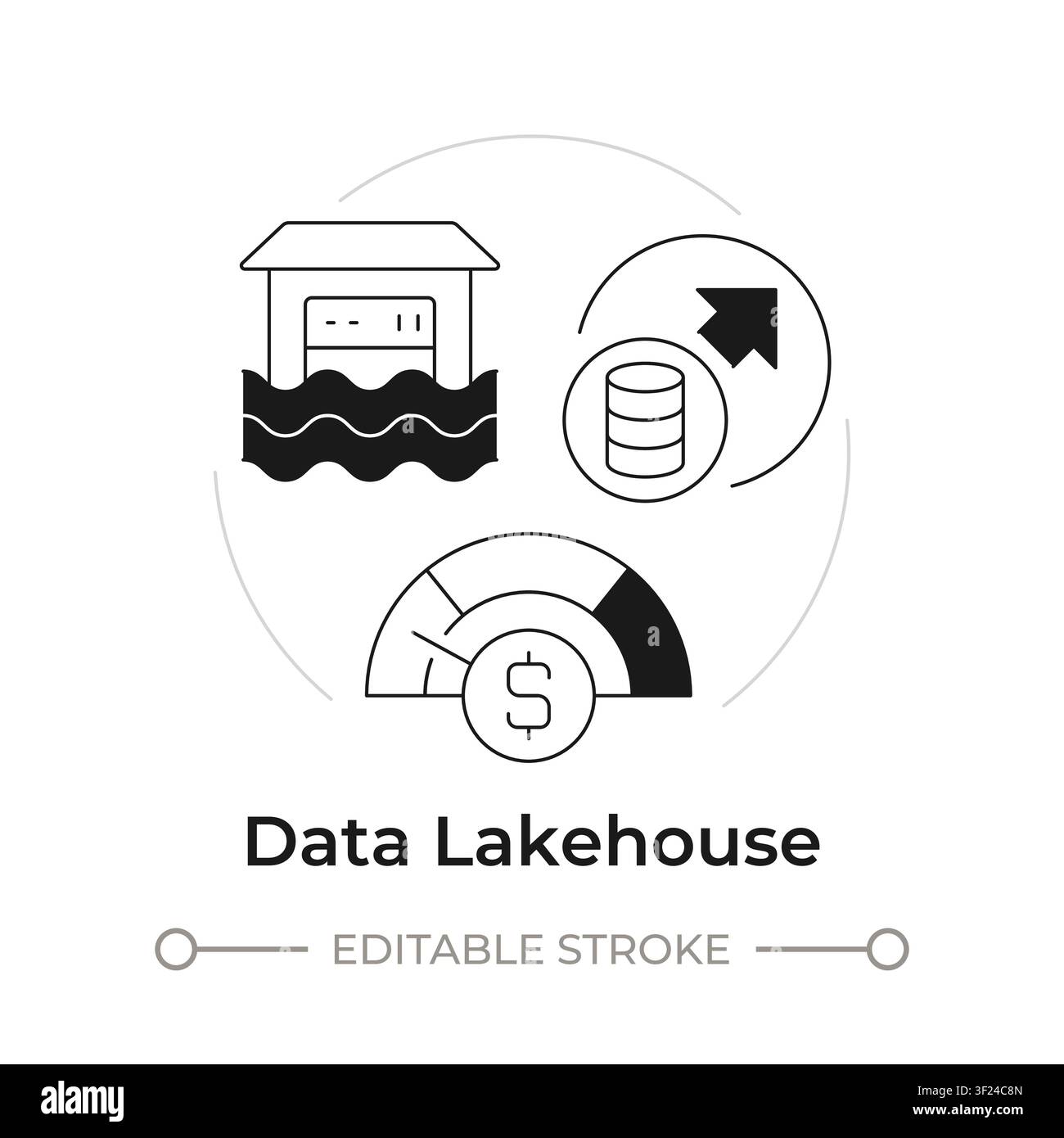 Data lakehouse modern flat line concept icon Stock Vector