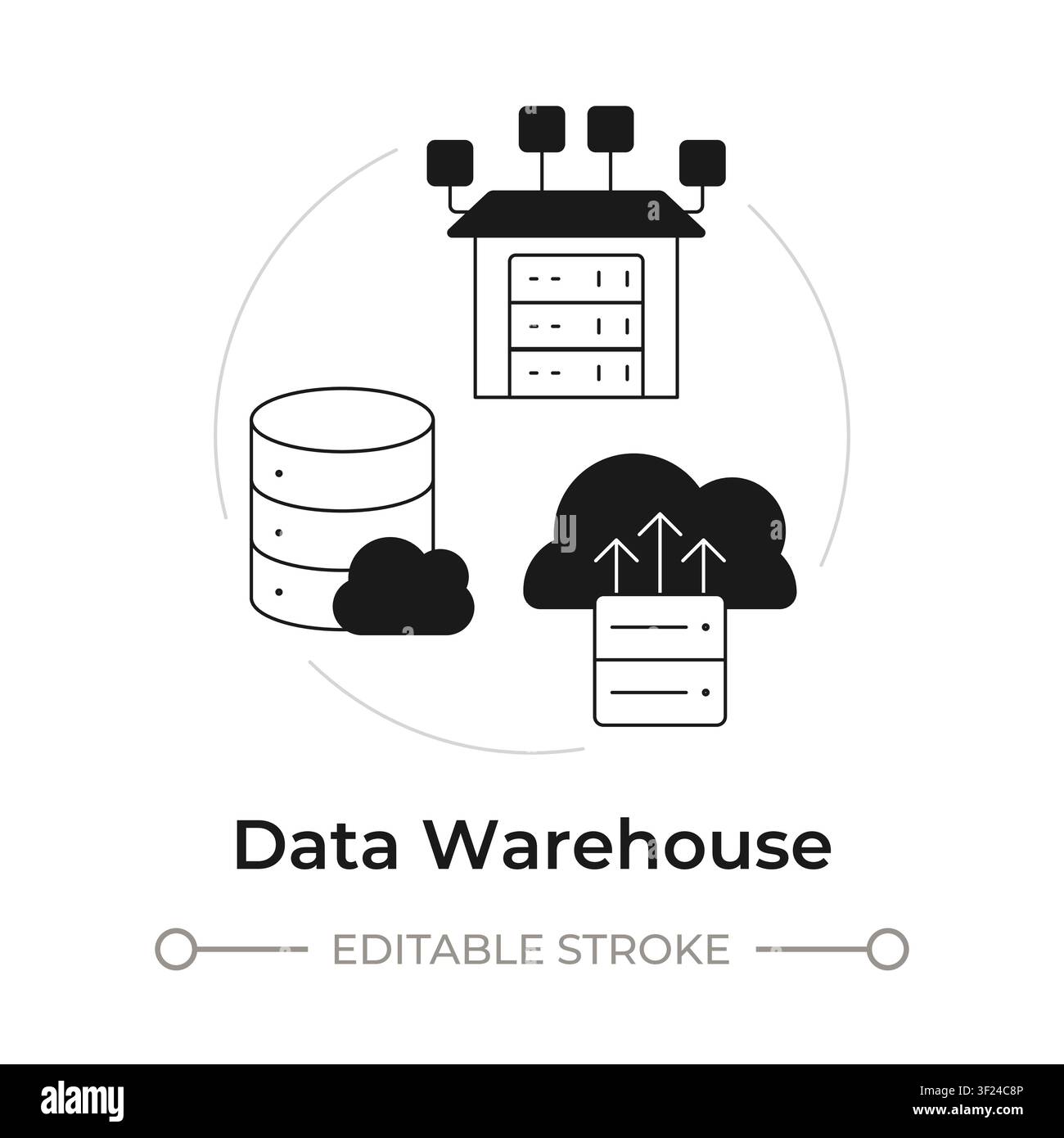 Data warehouse modern flat line concept icon Stock Vector