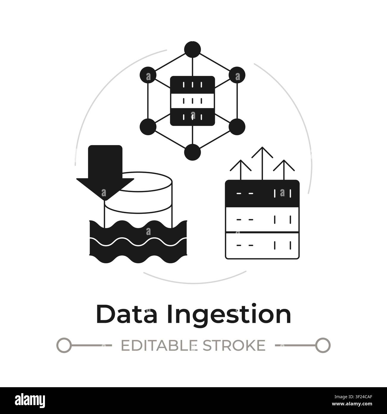 Data ingestion modern flat line concept icon Stock Vector