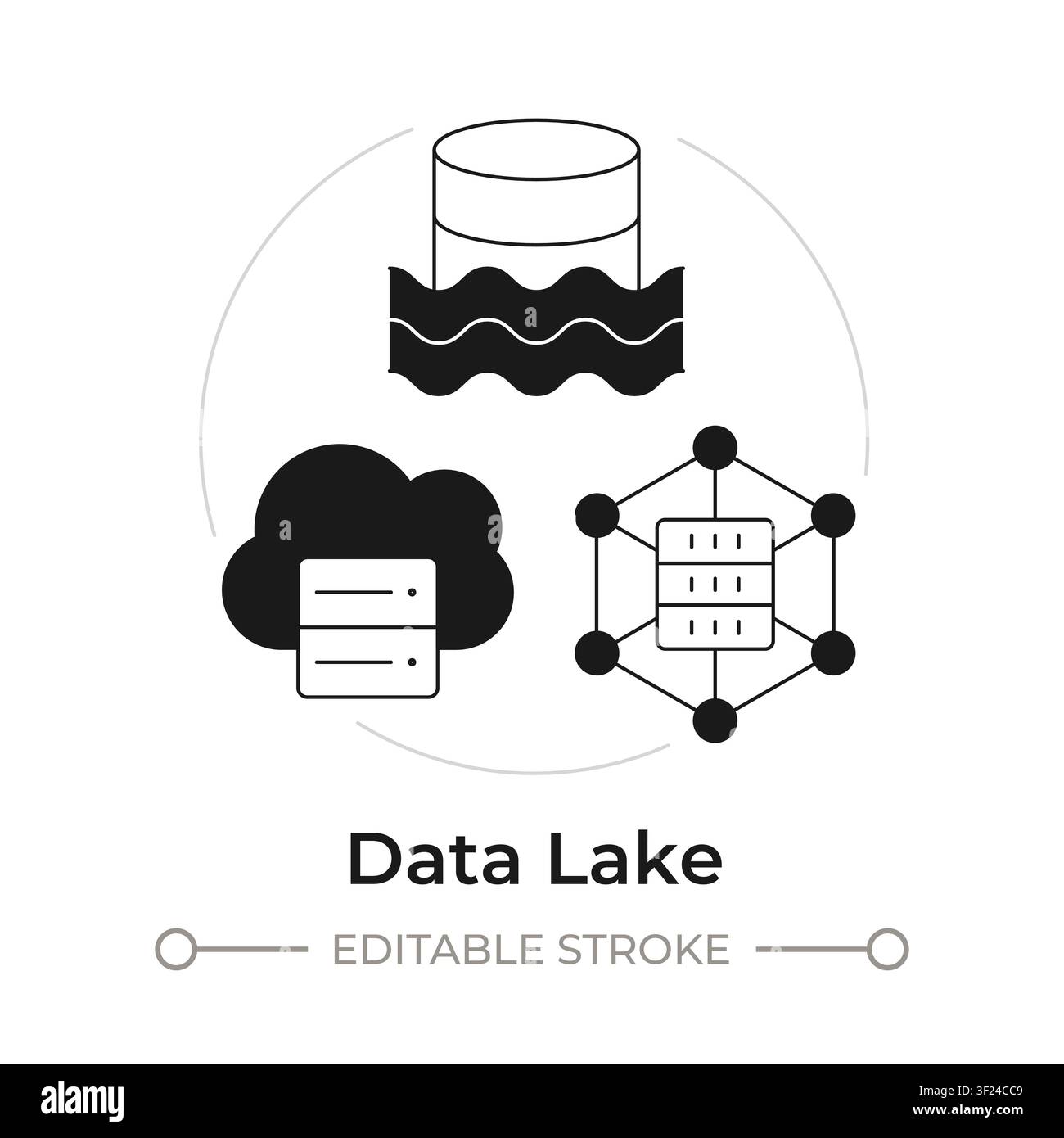 Data lake modern flat line concept icon Stock Vector