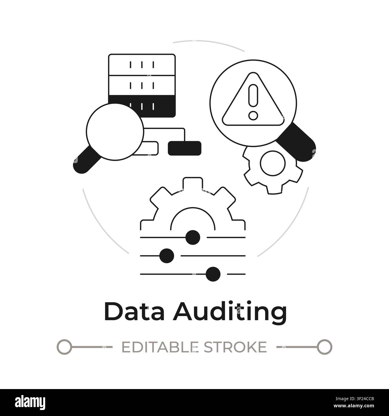 Data auditing modern flat line concept icon Stock Vector