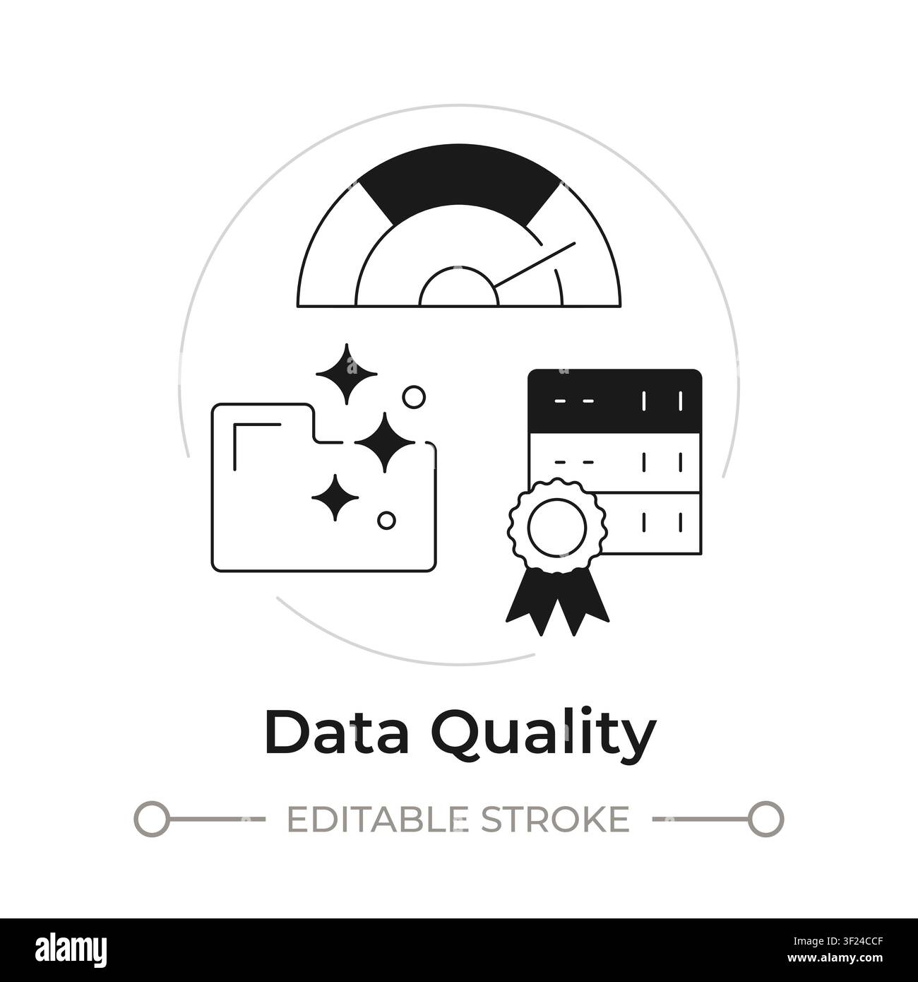 Data quality modern flat line concept icon Stock Vector