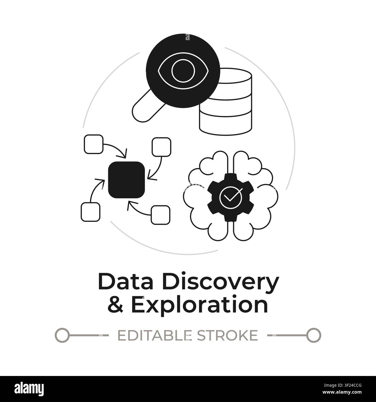 Data discovery and exploration modern flat line concept icon Stock Vector