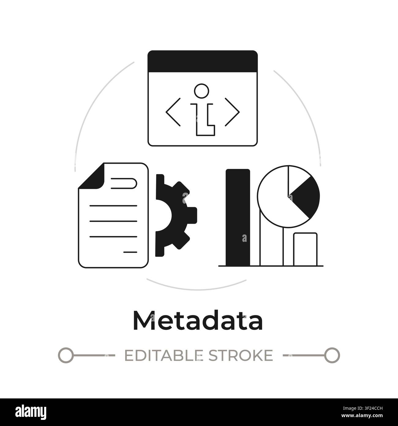 Metadata modern flat line concept icon Stock Vector