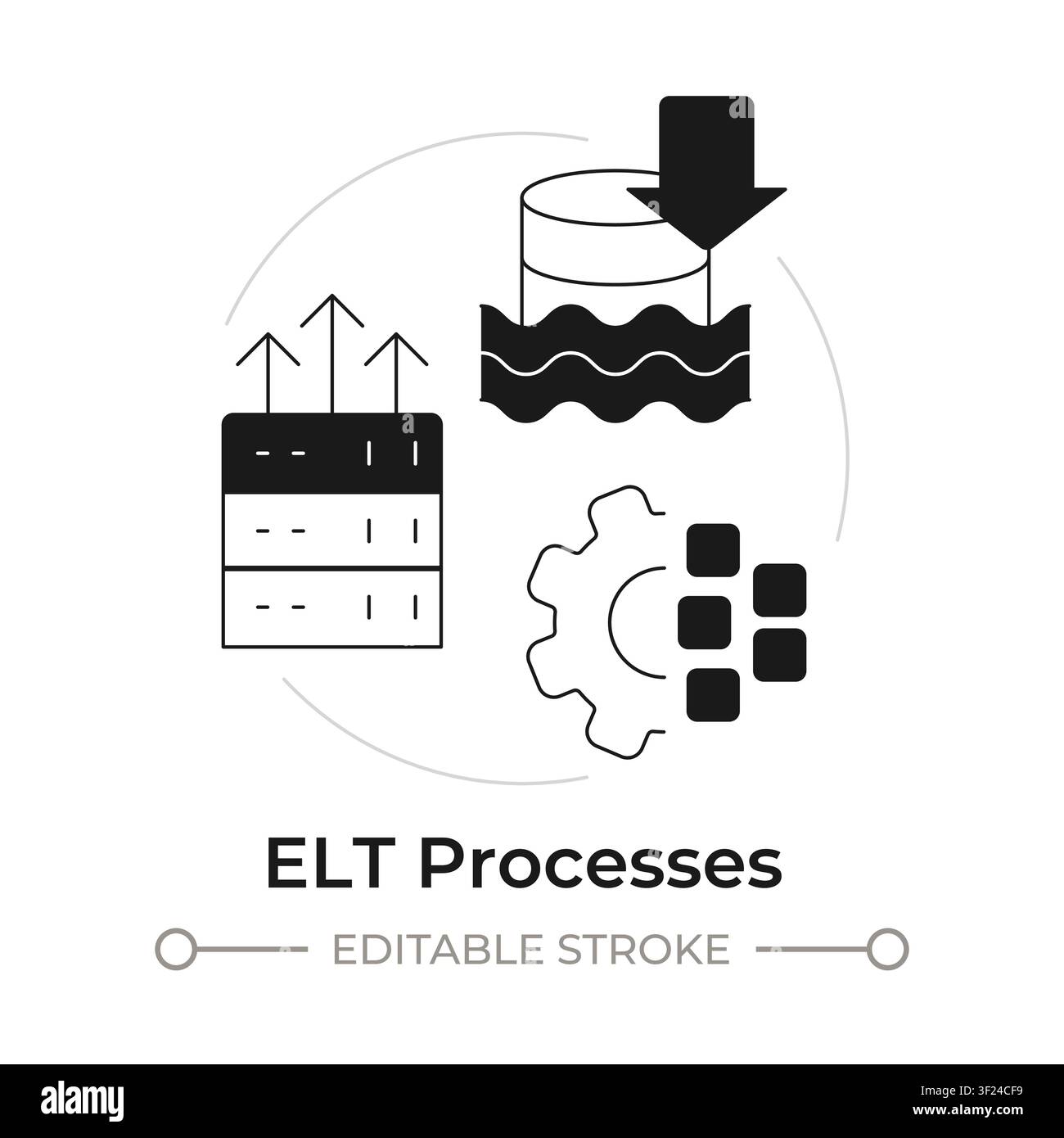 ELT processes modern flat line concept icon Stock Vector