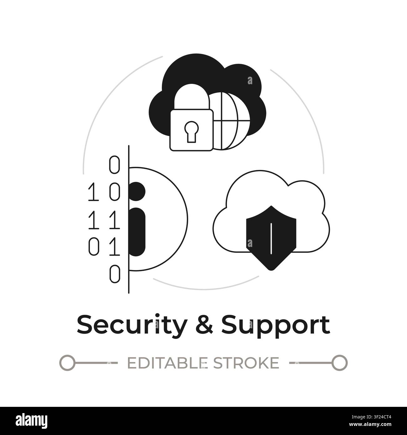 Security and support modern flat line concept icon Stock Vector