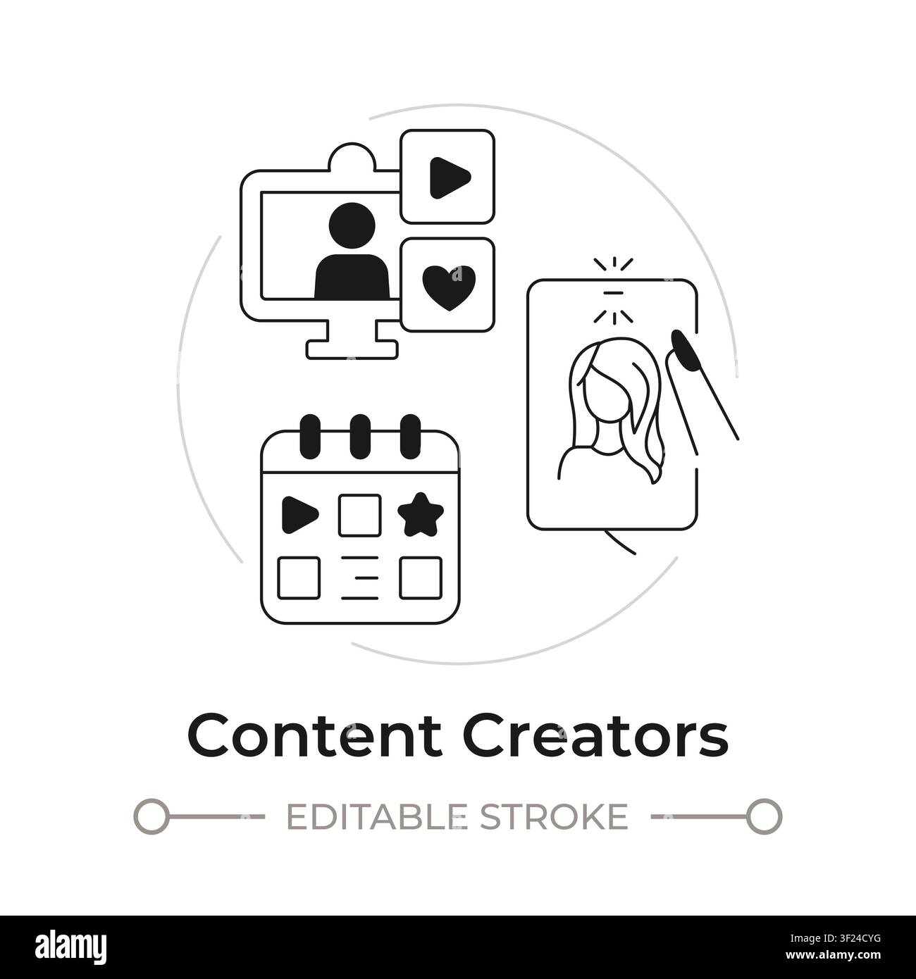Content creators modern flat line concept icon Stock Vector