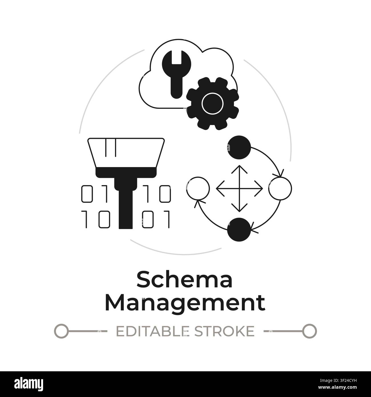 Schema management modern flat line concept icon Stock Vector