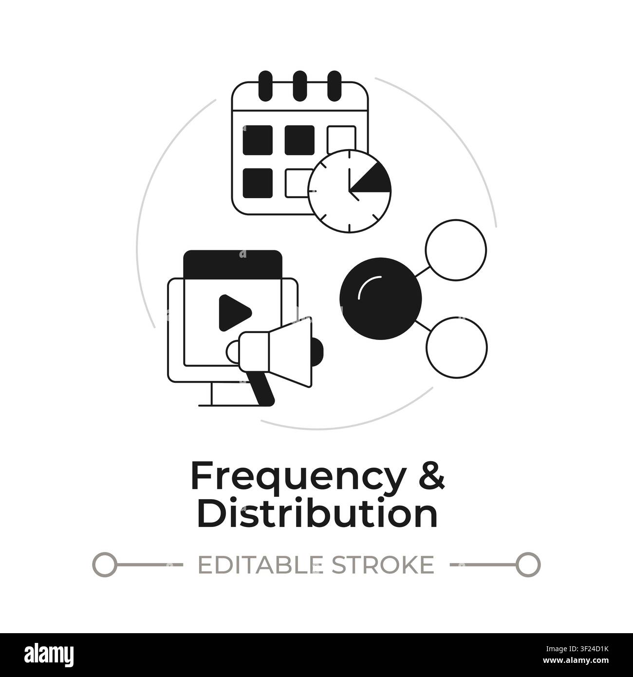 Frequency and distribution modern flat line concept icon Stock Vector