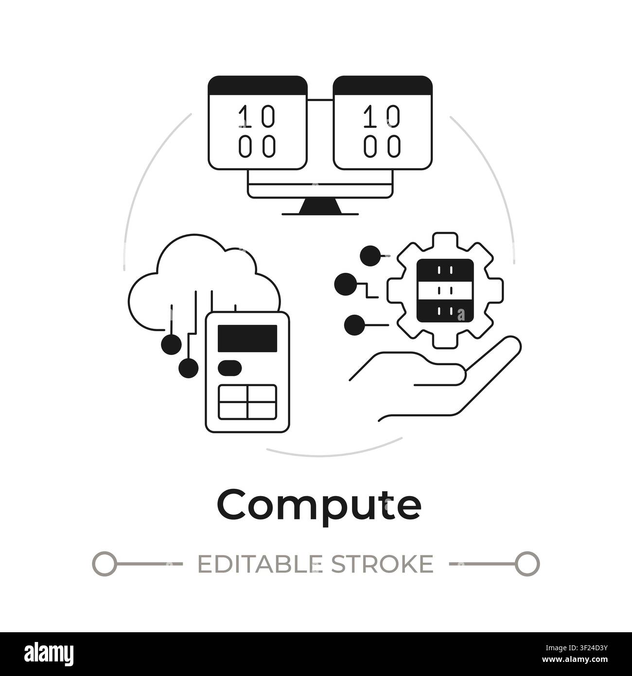 Compute modern flat line concept icon Stock Vector