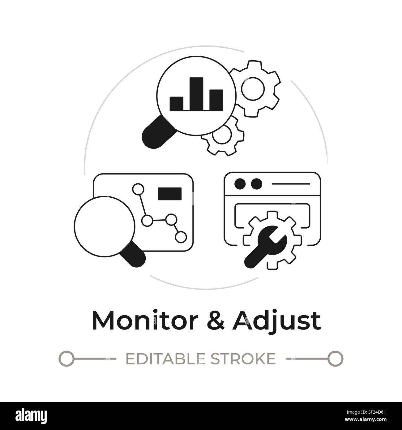 Monitor and adjust modern flat line concept icon Stock Vector