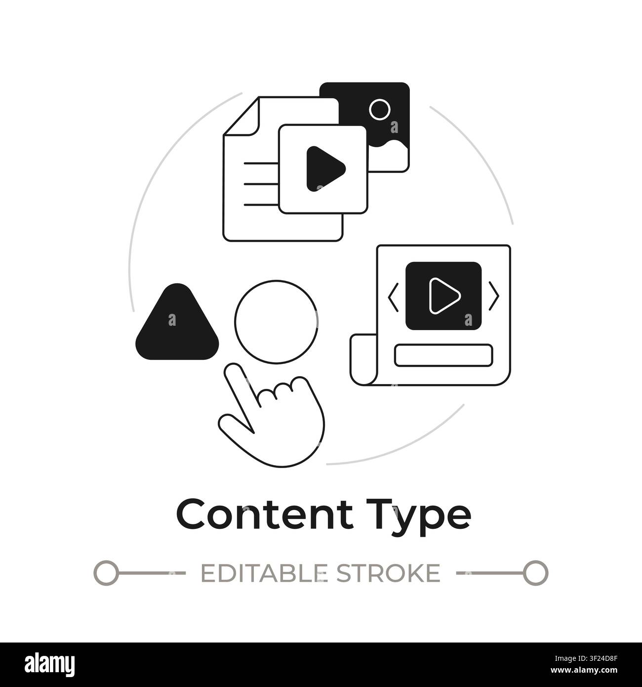 Content type modern flat line concept icon Stock Vector