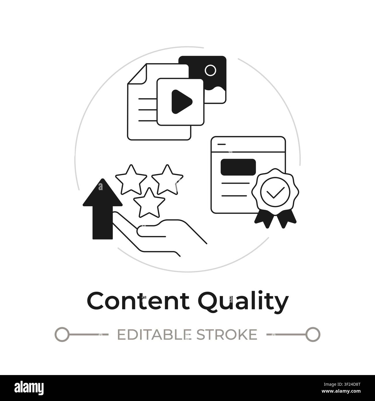 Content quality modern flat line concept icon Stock Vector