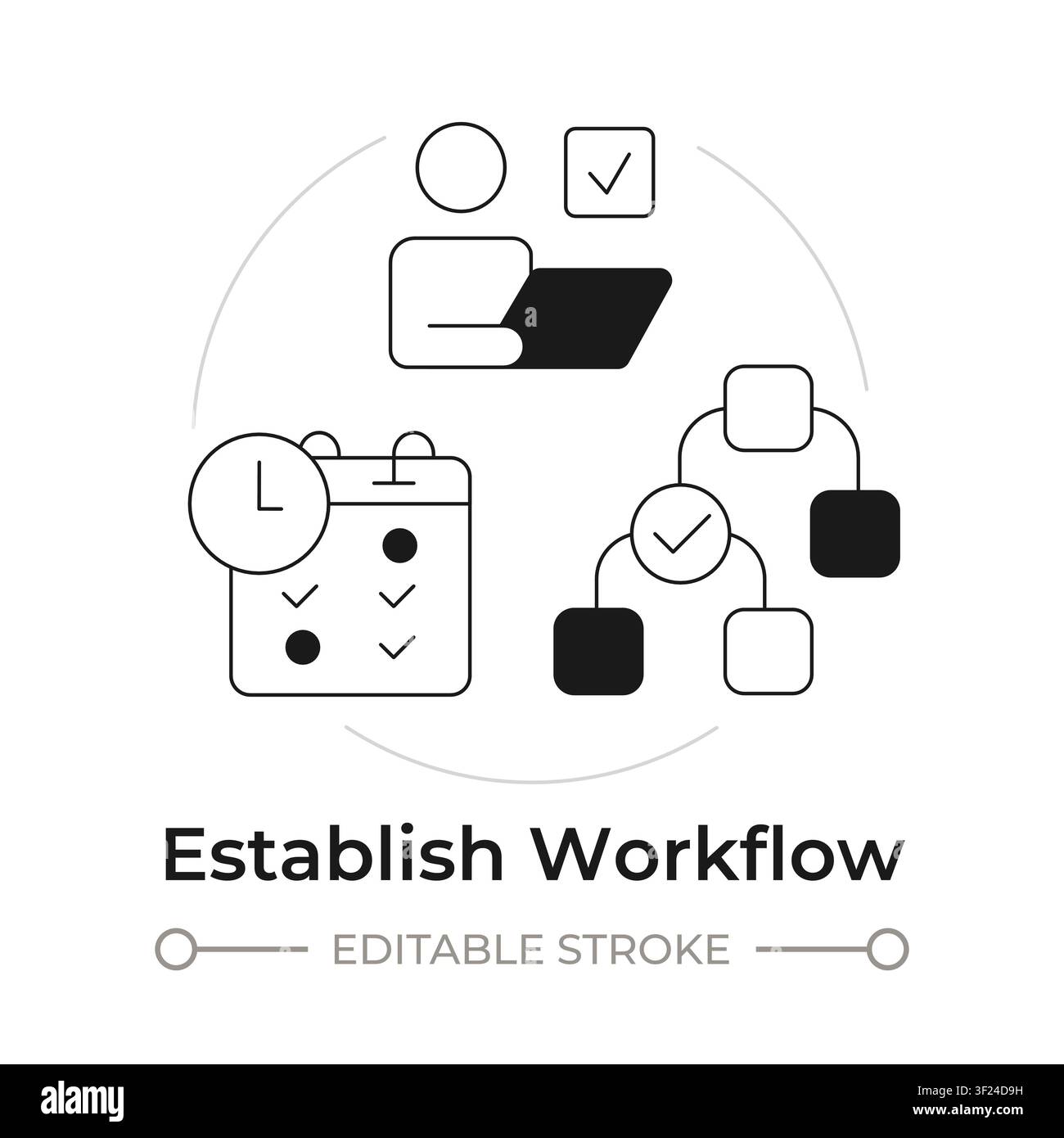 Establish workflow modern flat line concept icon Stock Vector