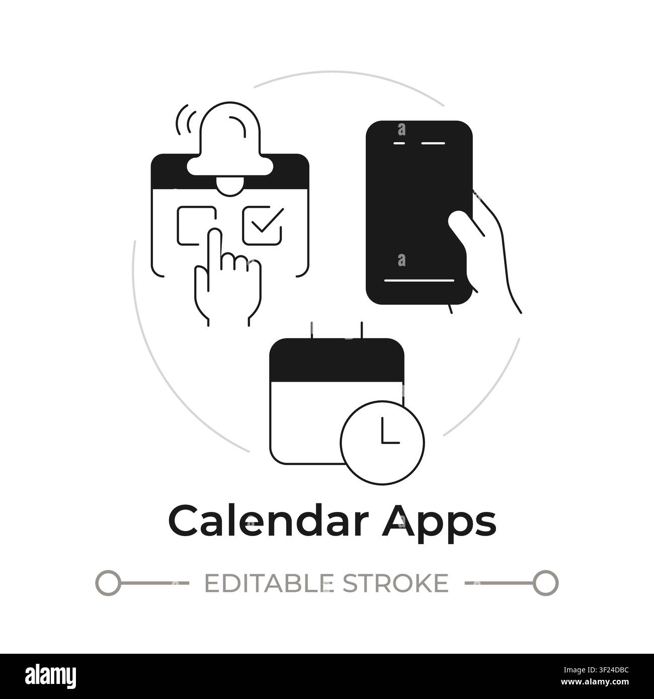 Calendar apps modern flat line concept icon Stock Vector