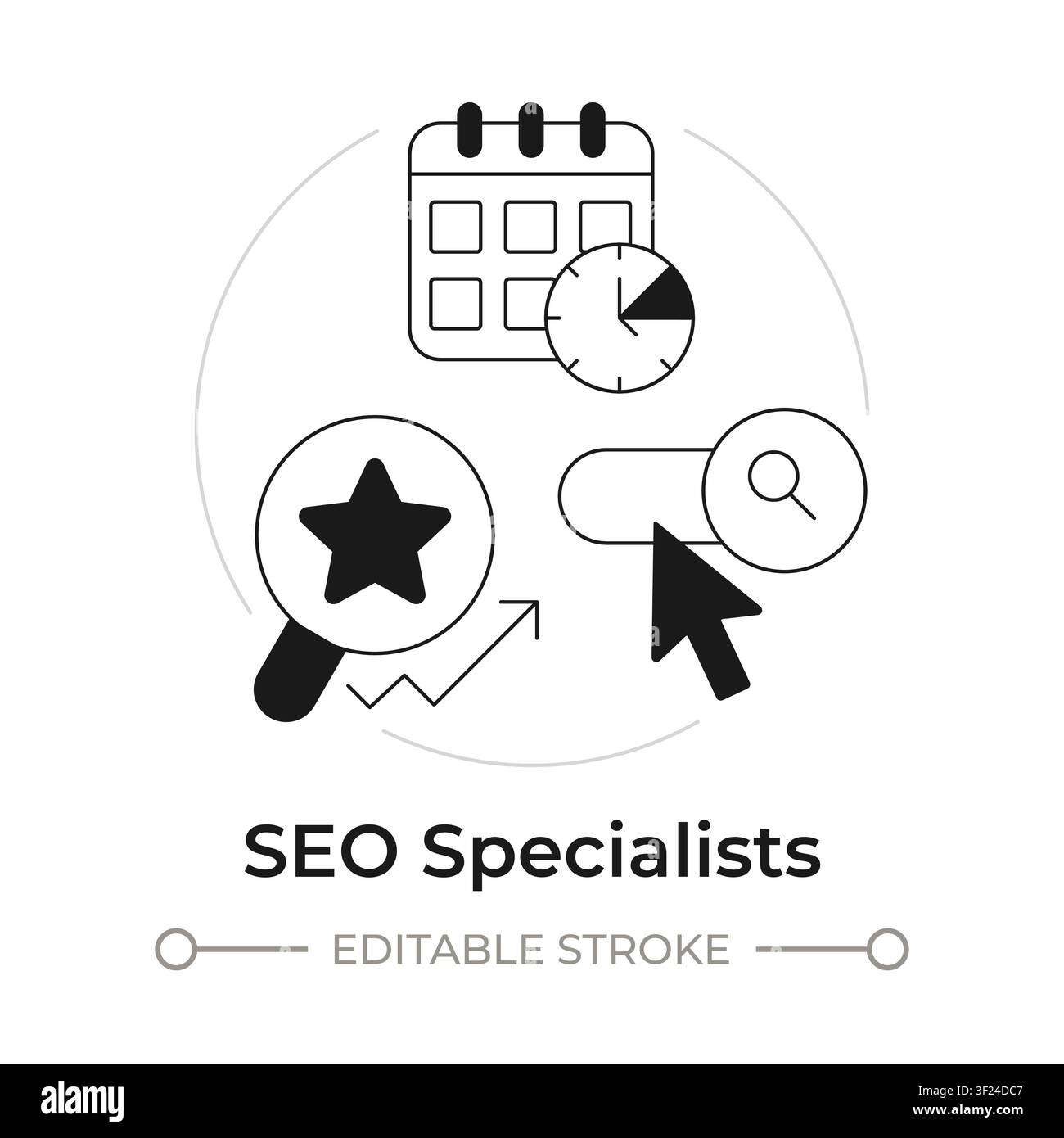 SEO specialists modern flat line concept icon Stock Vector