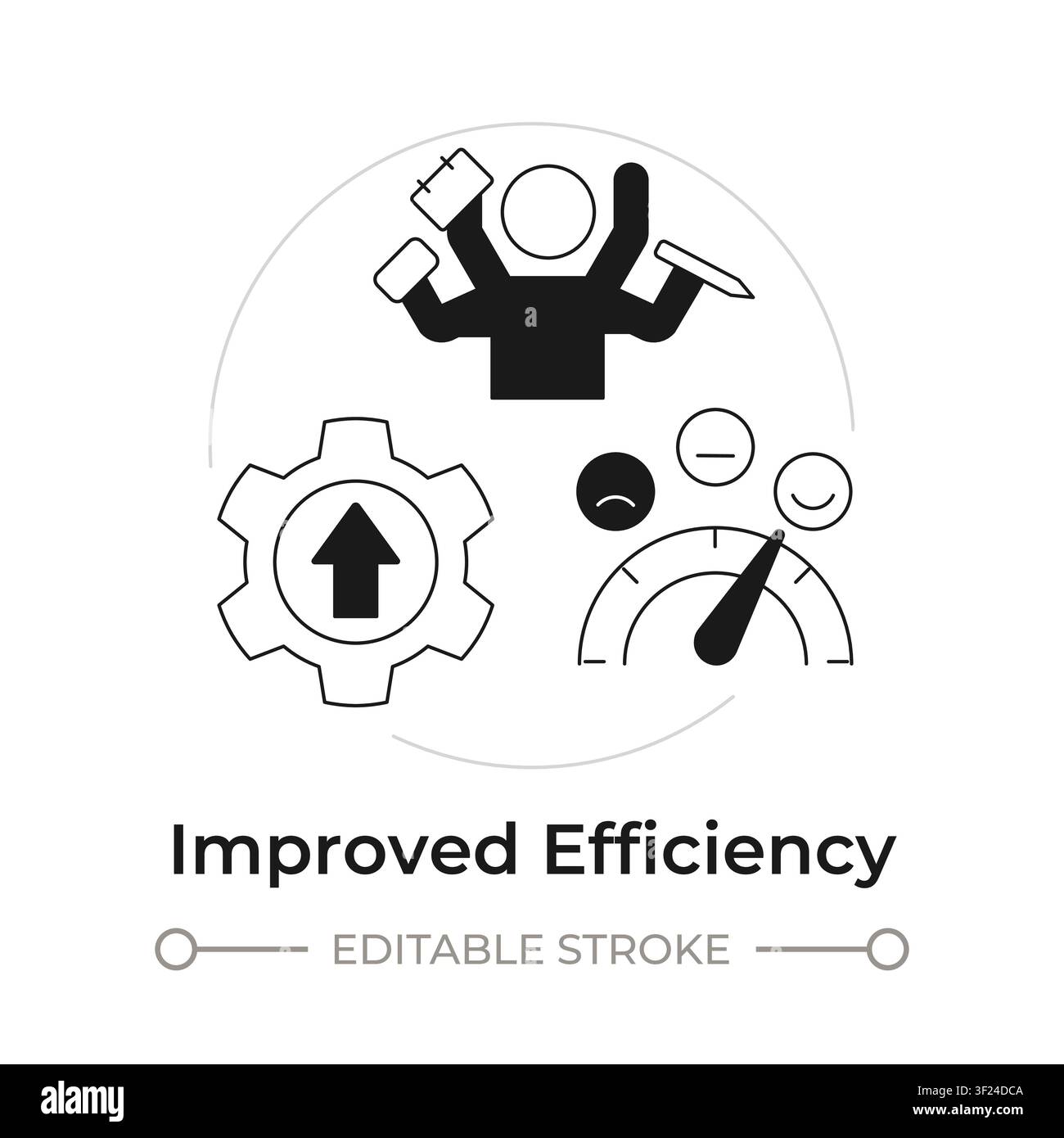 Improved efficiency modern flat line concept icon Stock Vector