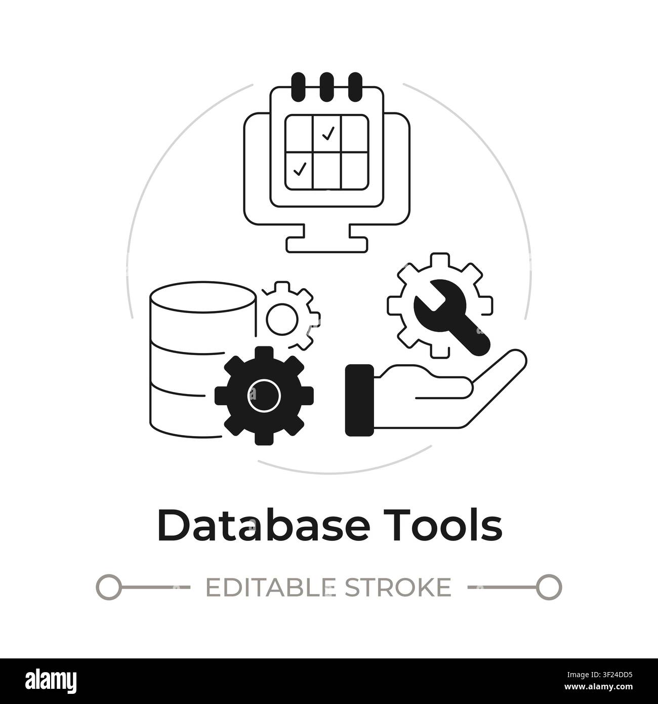 Database tools modern flat line concept icon Stock Vector