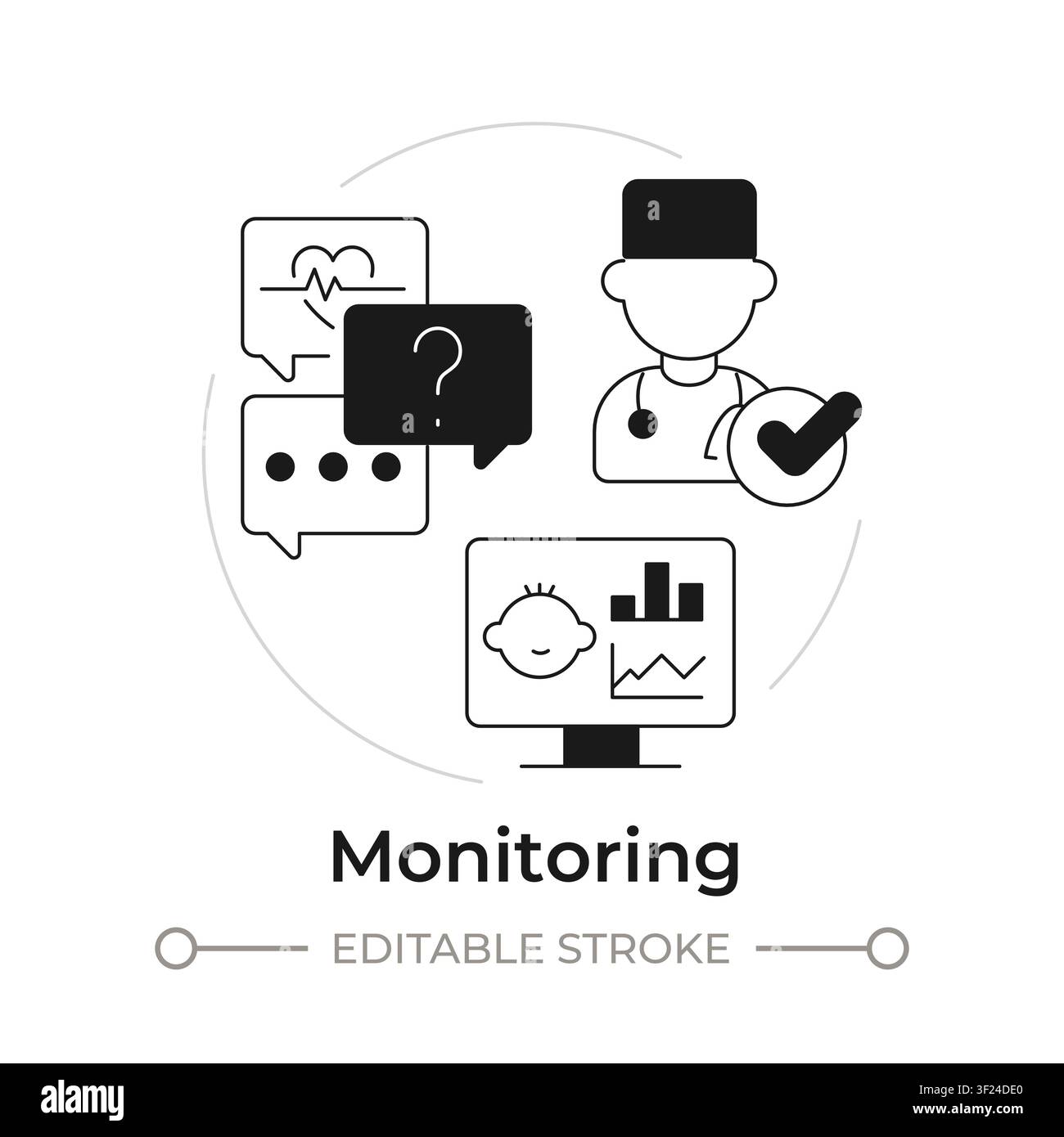Monitoring modern flat line concept icon Stock Vector