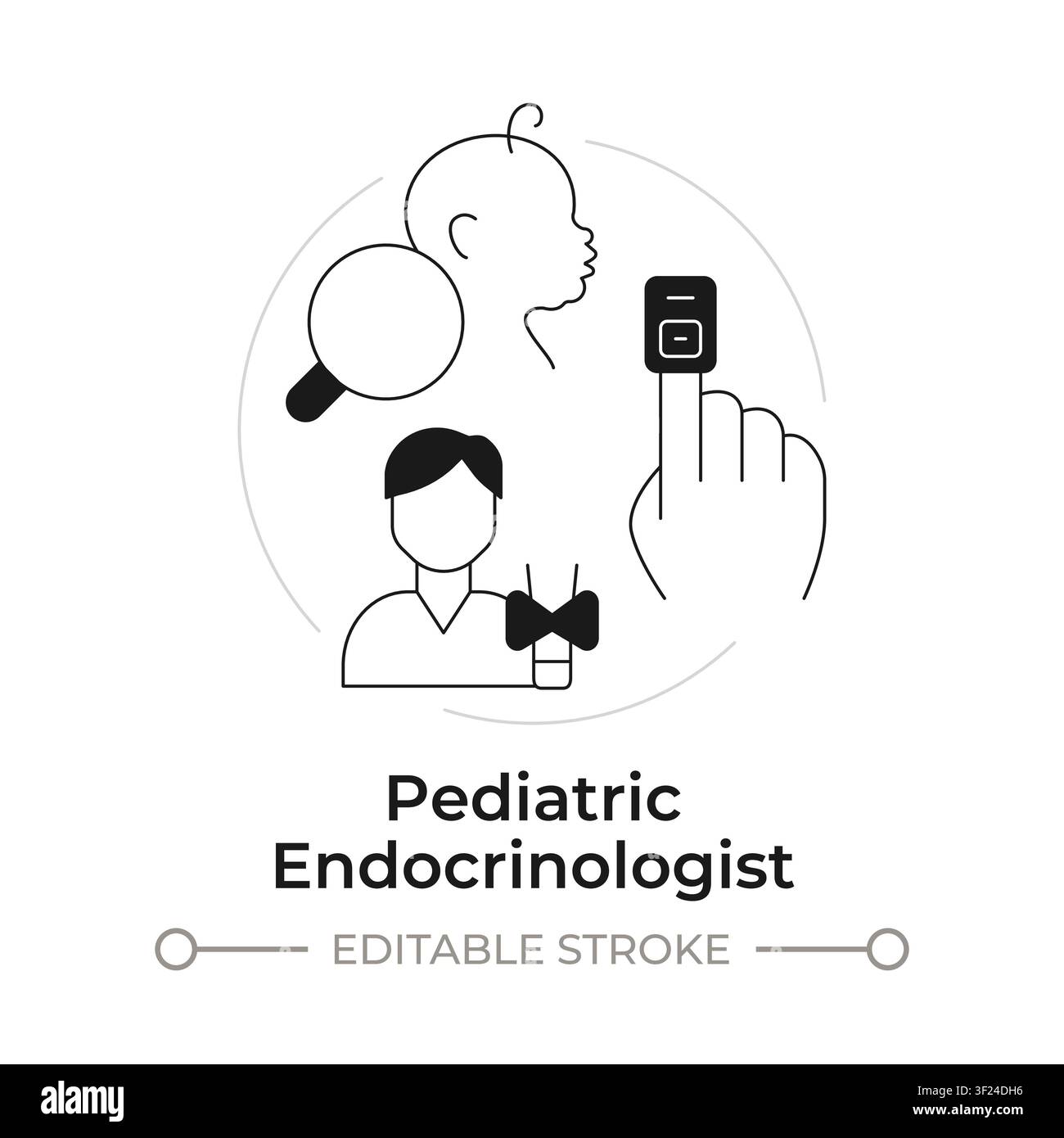 Pediatric endocrinologist modern flat line concept icon Stock Vector