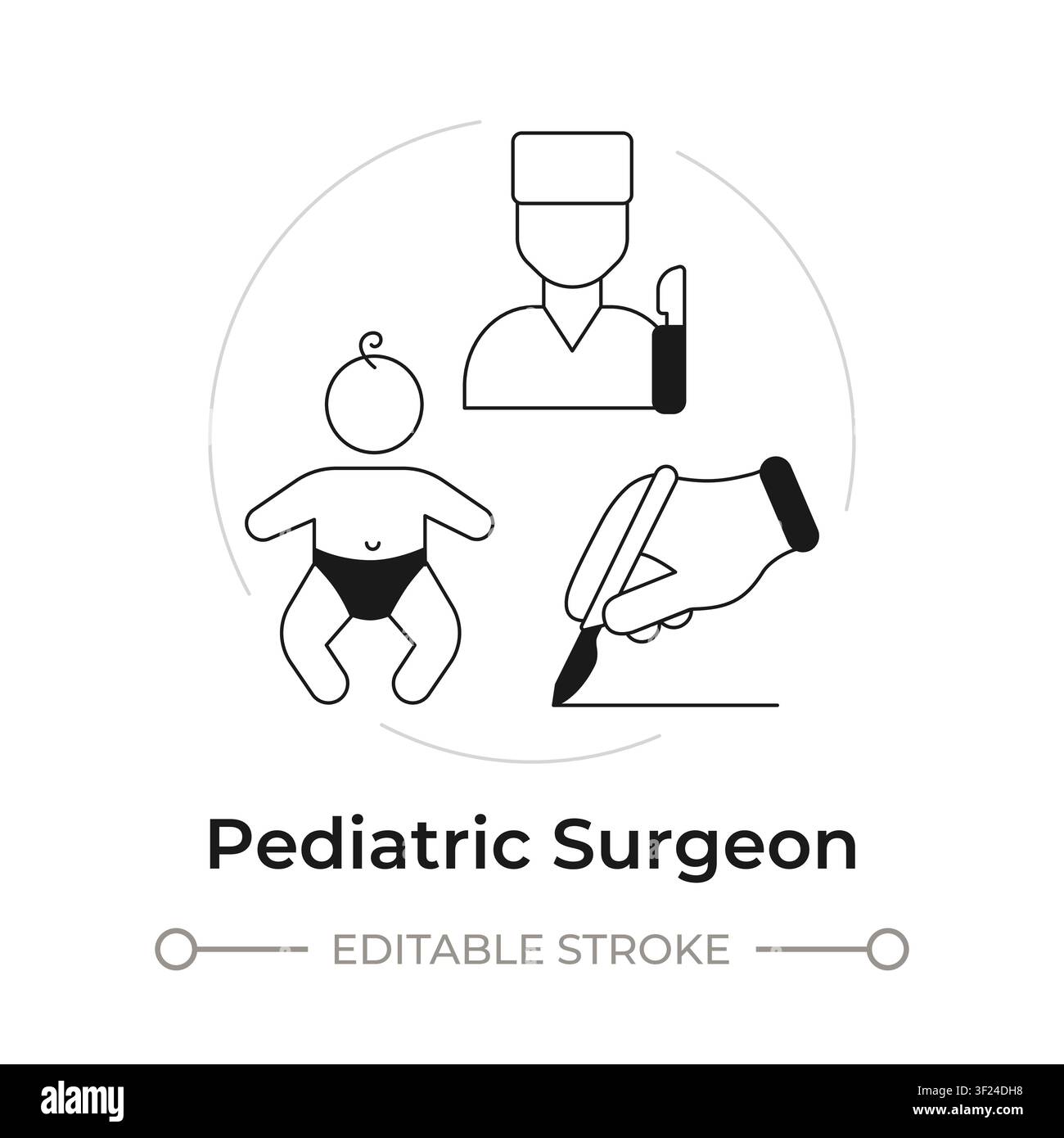 Pediatric surgeon modern flat line concept icon Stock Vector