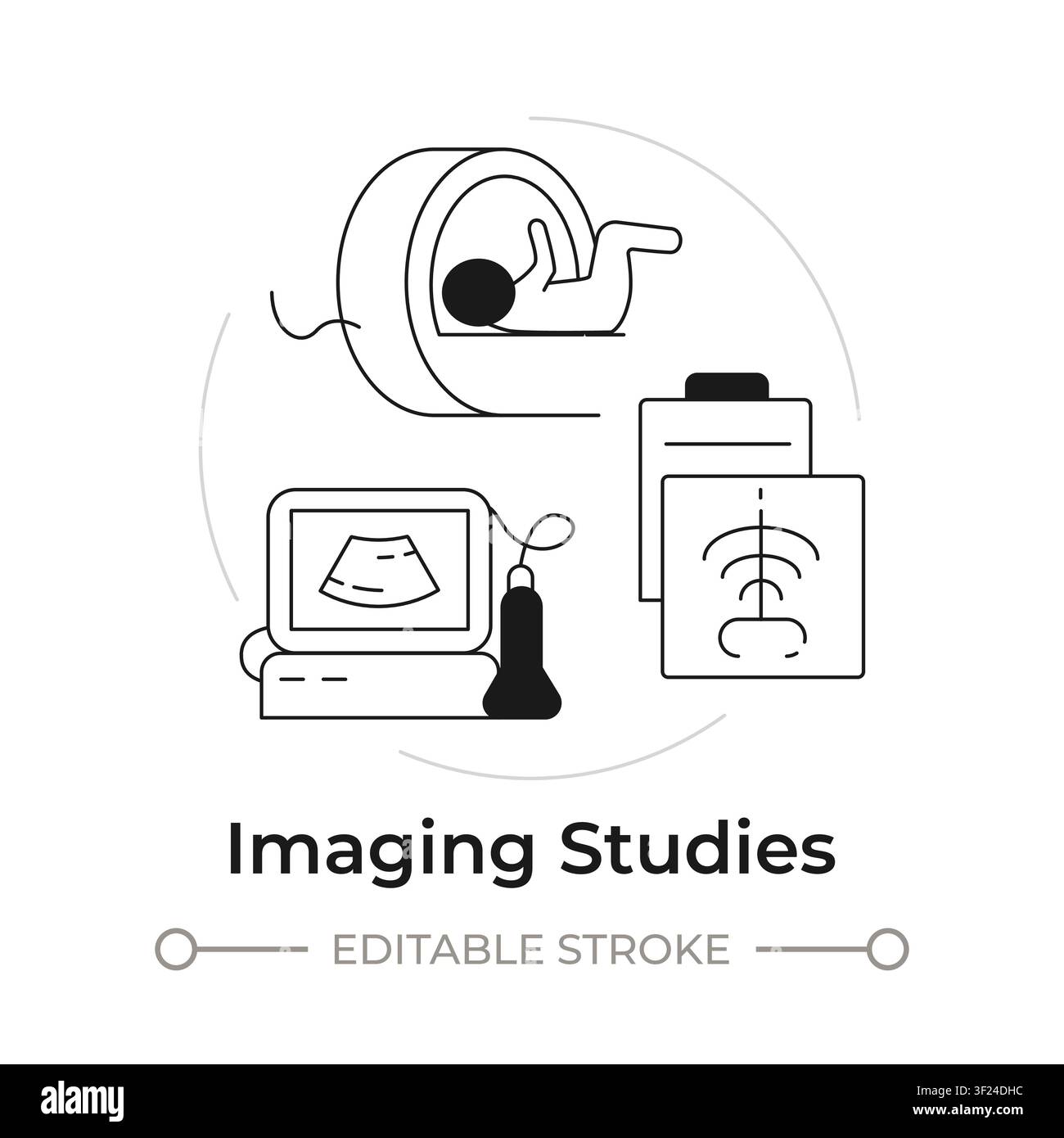 Imaging studies modern flat line concept icon Stock Vector