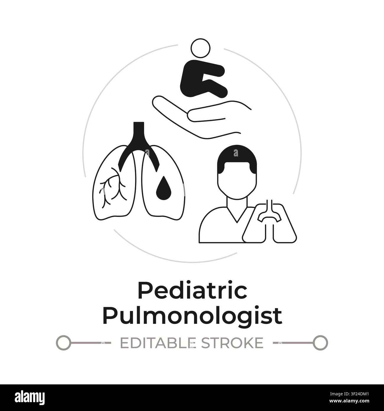 Pediatric pulmonologist modern flat line concept icon Stock Vector
