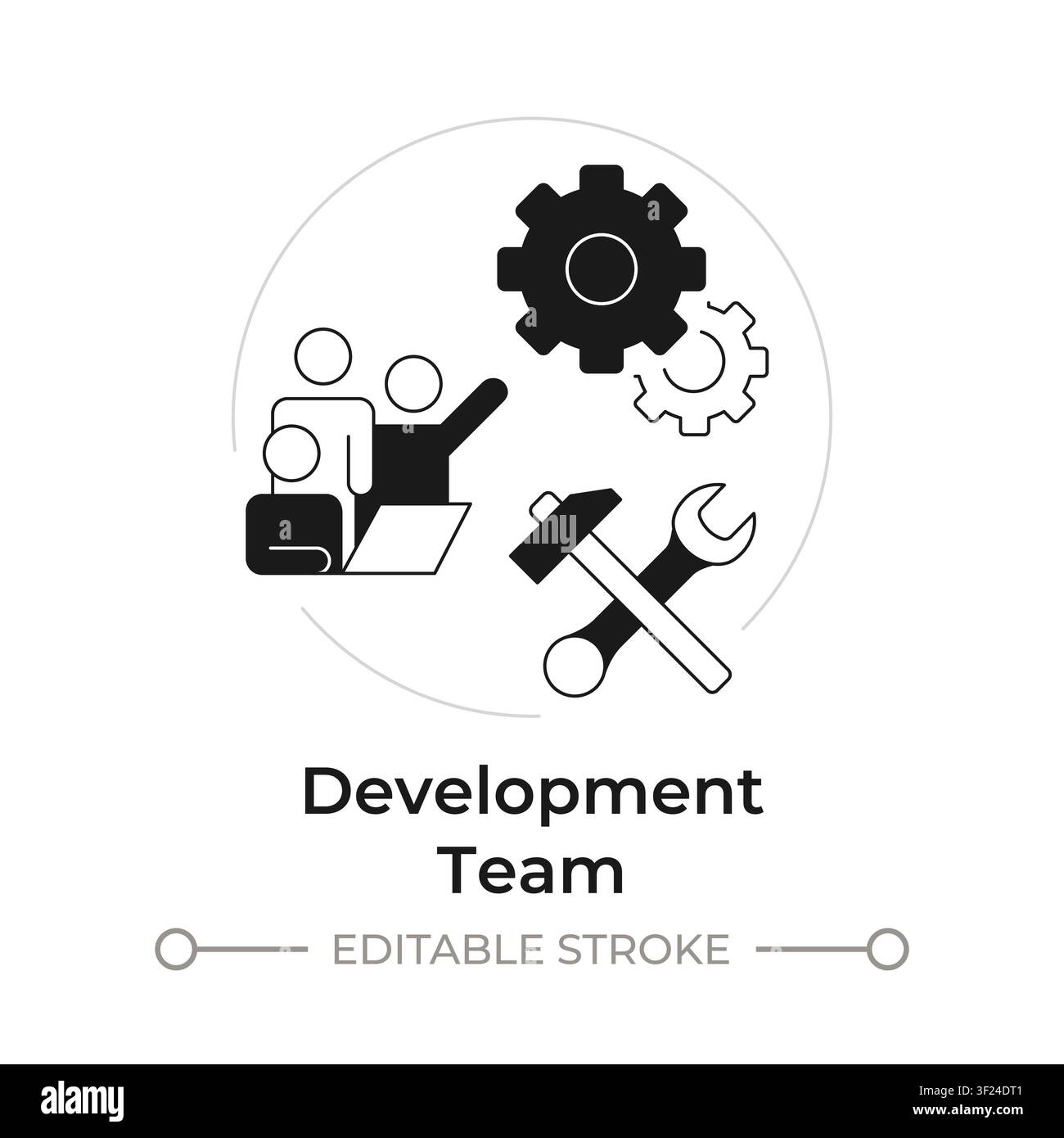 Development team modern flat line concept icon Stock Vector