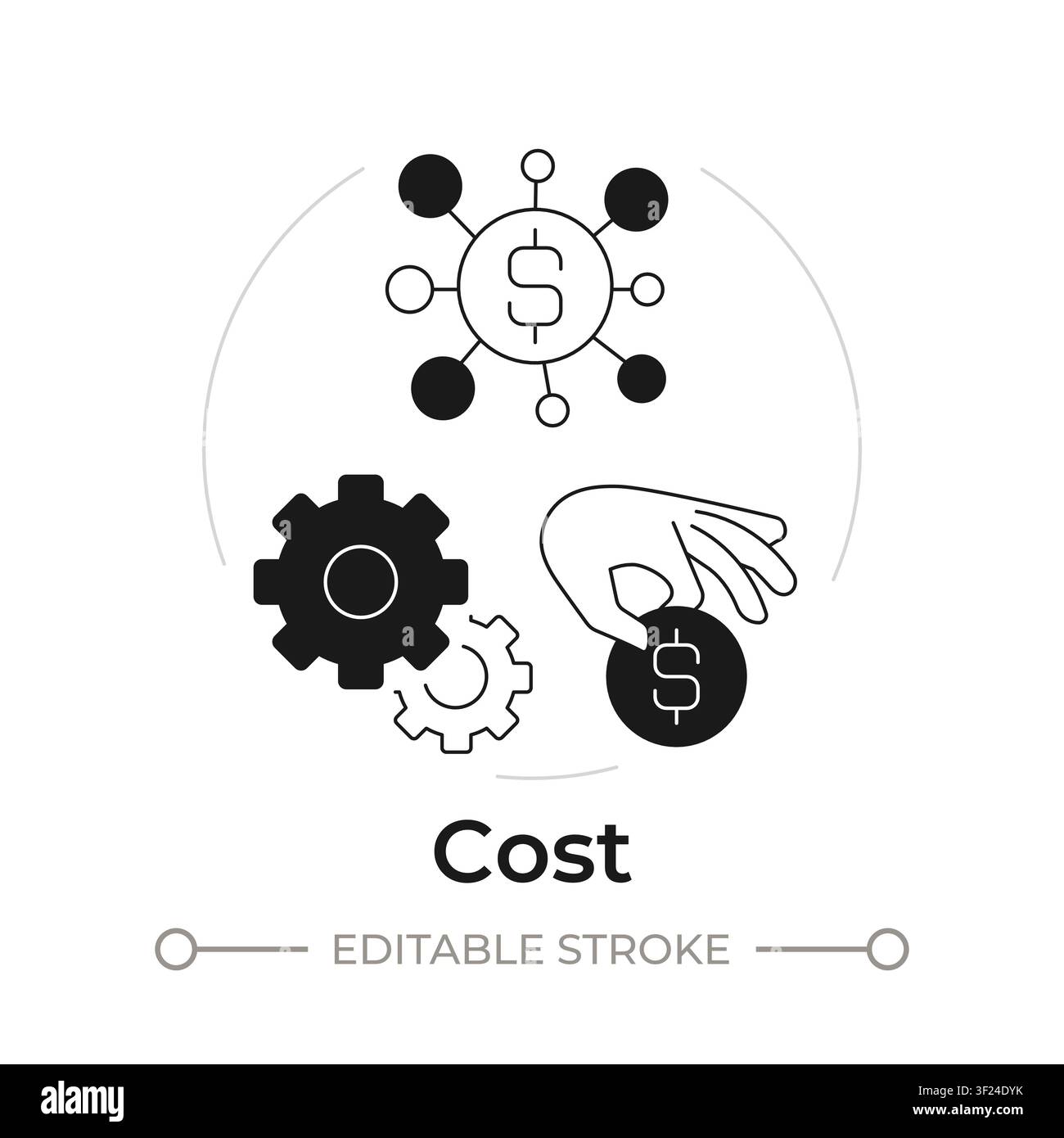 Cost modern flat line concept icon Stock Vector