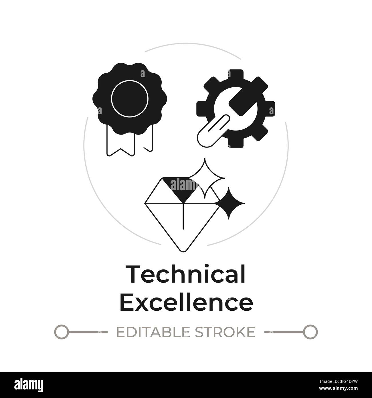 Technical excellence modern flat line concept icon Stock Vector