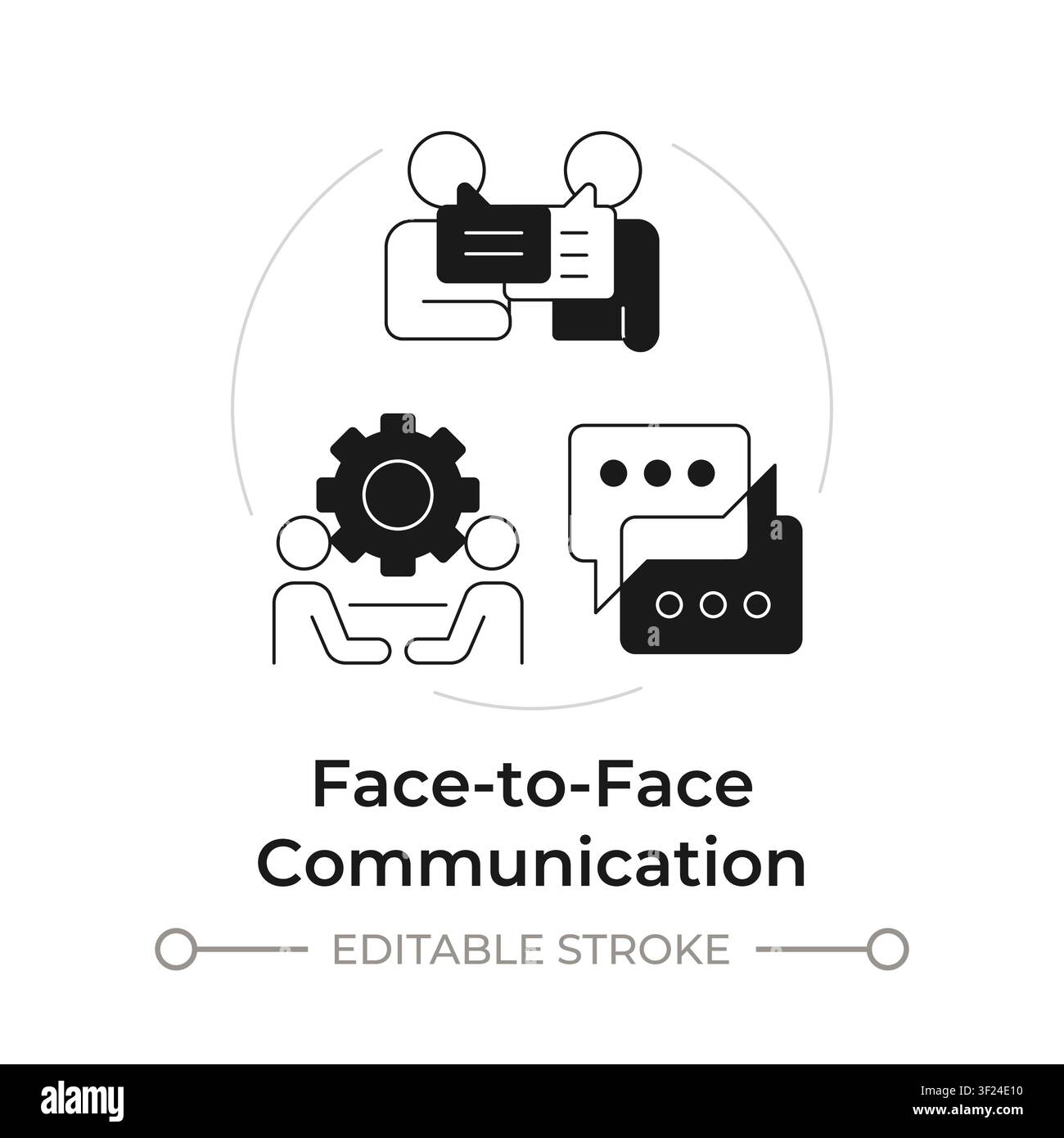 Face to face communication modern flat line concept icon Stock Vector