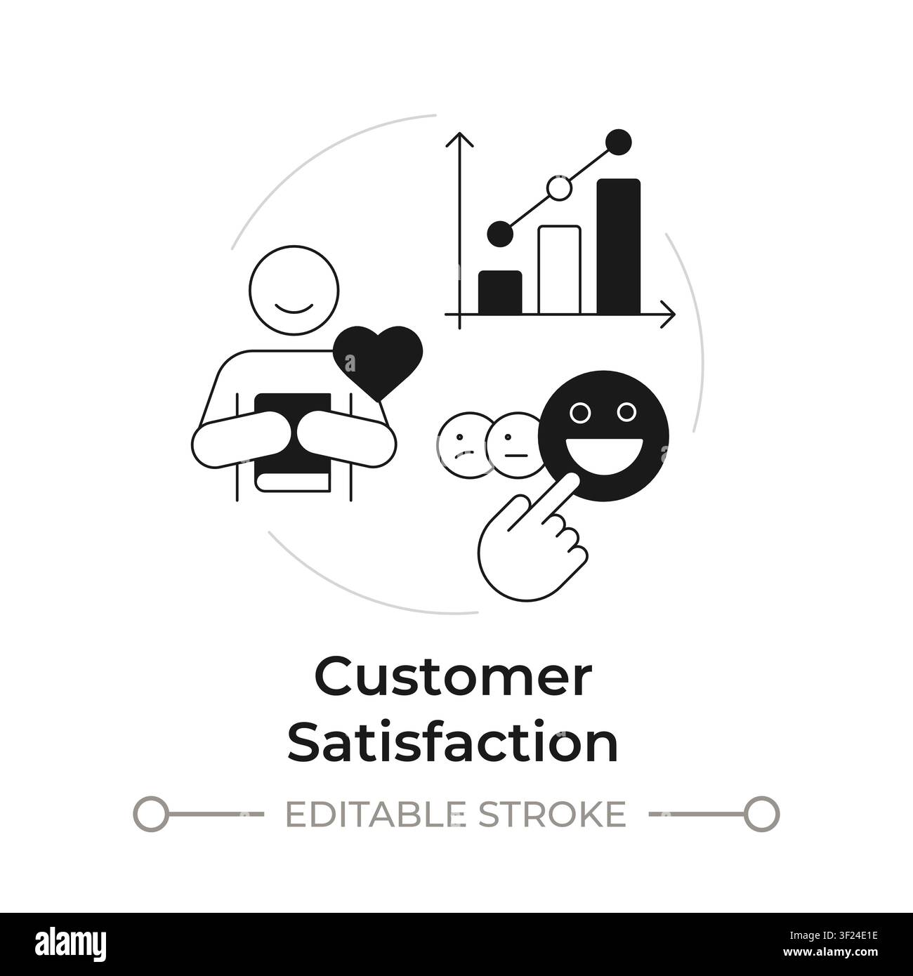 Customer satisfaction modern flat line concept icon Stock Vector
