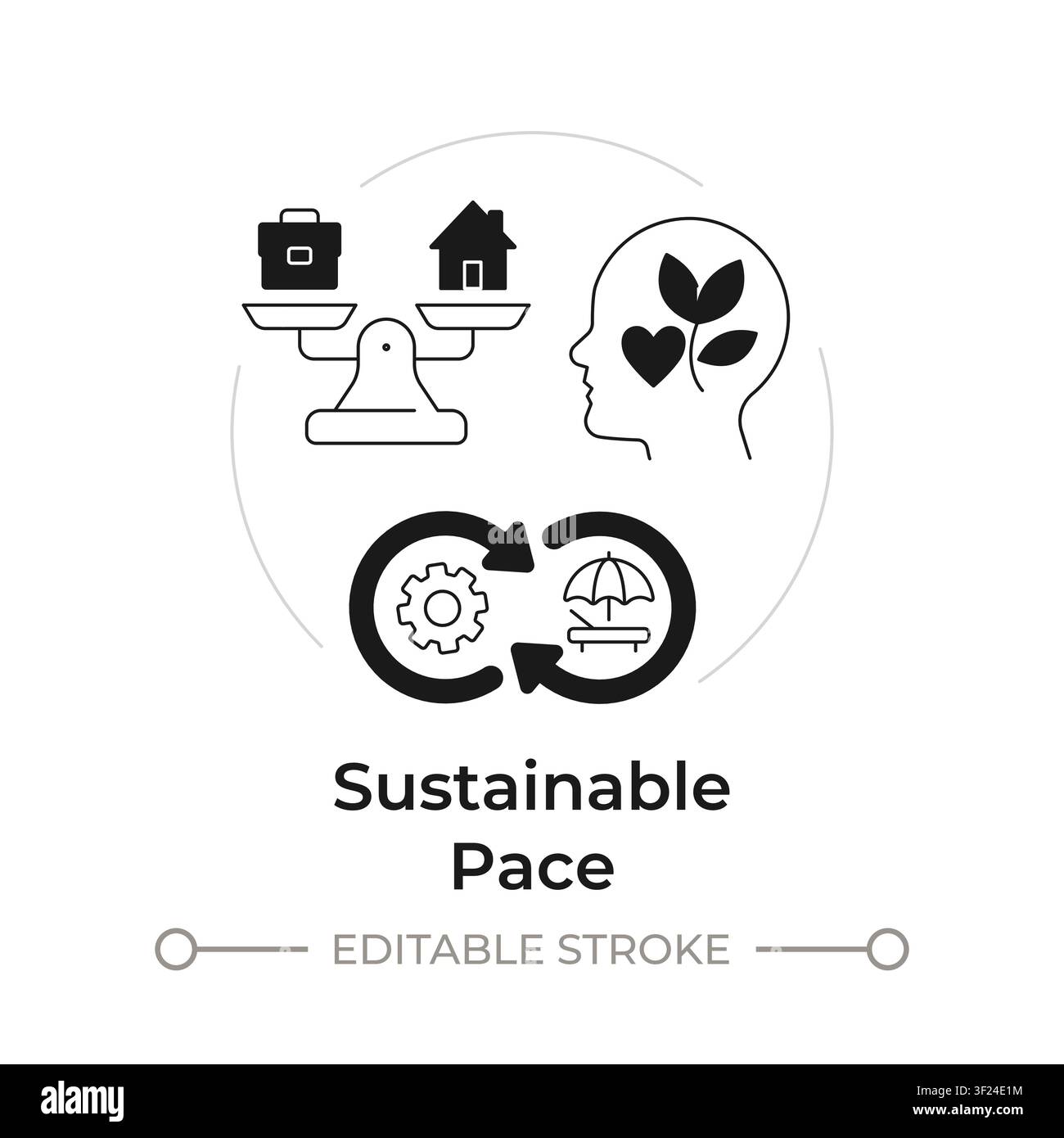 Sustainable pace modern flat line concept icon Stock Vector
