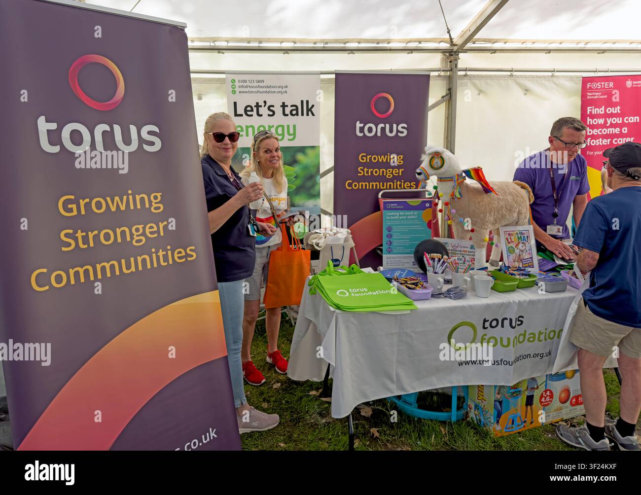 Torus Housing Group and Torus Foundation exhibition stand at Warrington Disability Awareness Day, Walton Hall and Gardens, July 2026. Stock Photo