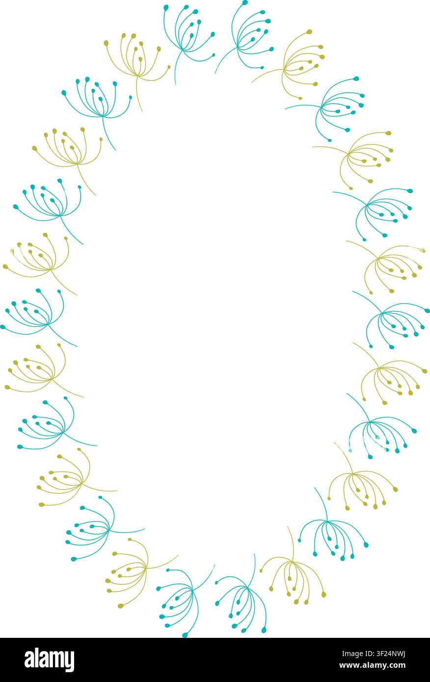 Border frame template with leaf elements decoration. Round border with empty space for your text Stock Vector