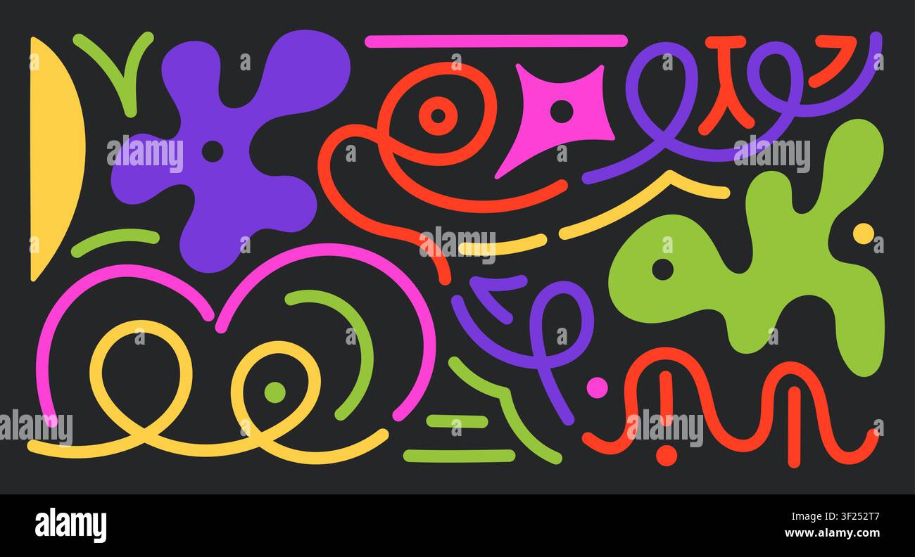 Neon Abstract Doodle Elements Stock Vector