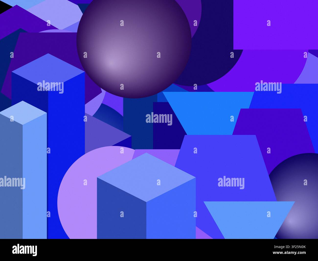 abstract background with flat and 3d figures Stock Photo