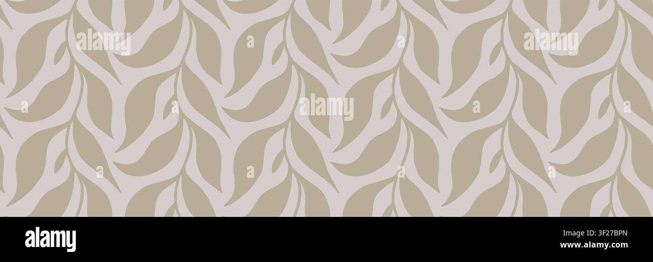 Minimalist Beige Leaf Seamless Pattern with Botanical Branches Stock Vector