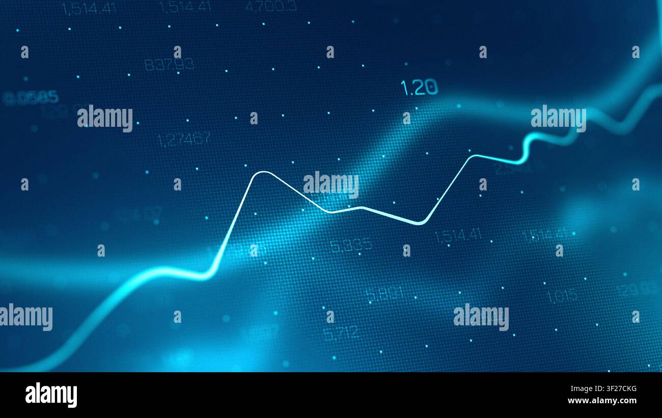 Chart shows stock exchange trading patterns and trends over time Stock Photo