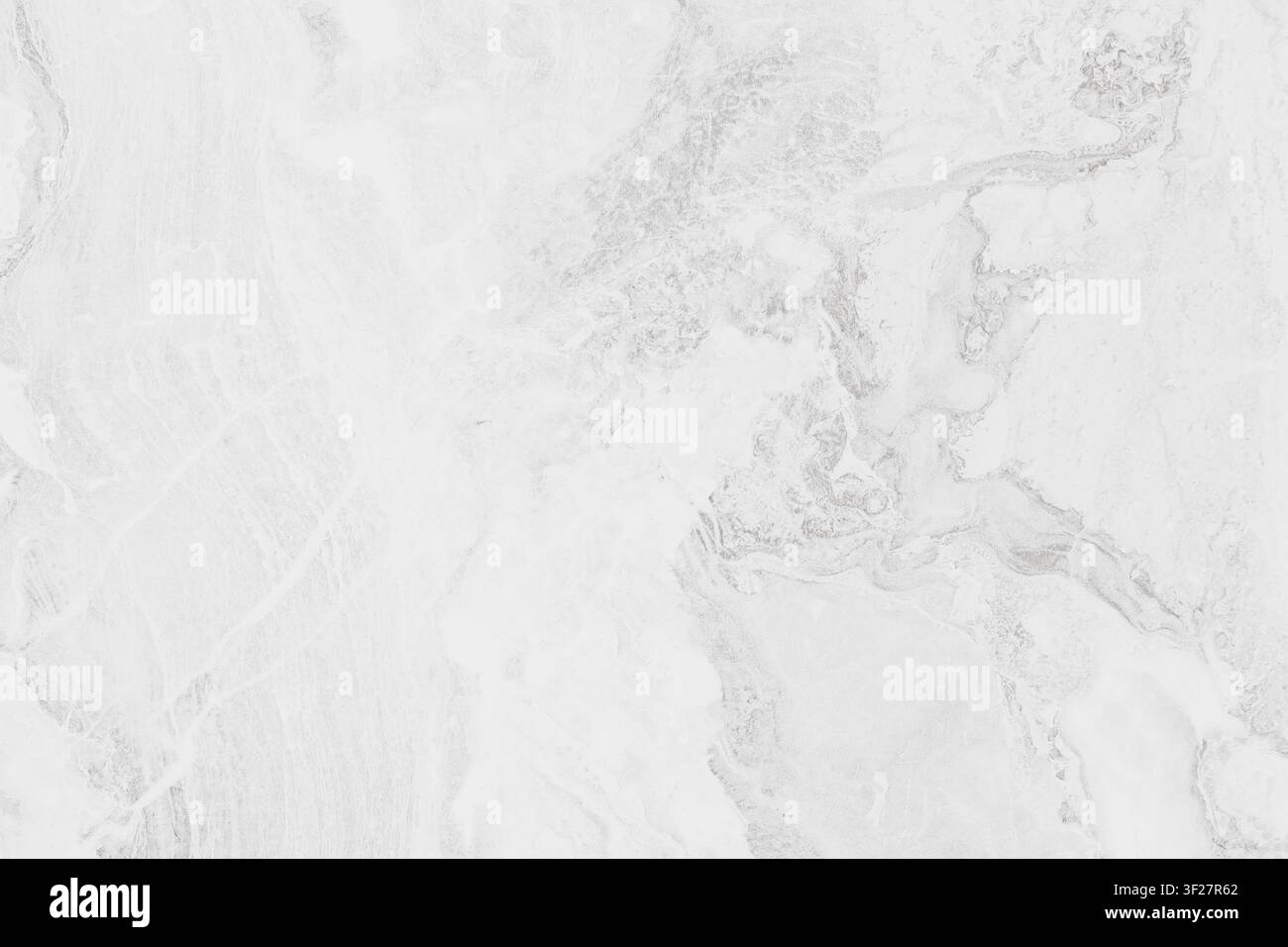Horizontal close up overhead view of a seamless white marble stone texture with natural elegant grey veins and mineral patterns for luxury interior de Stock Photo