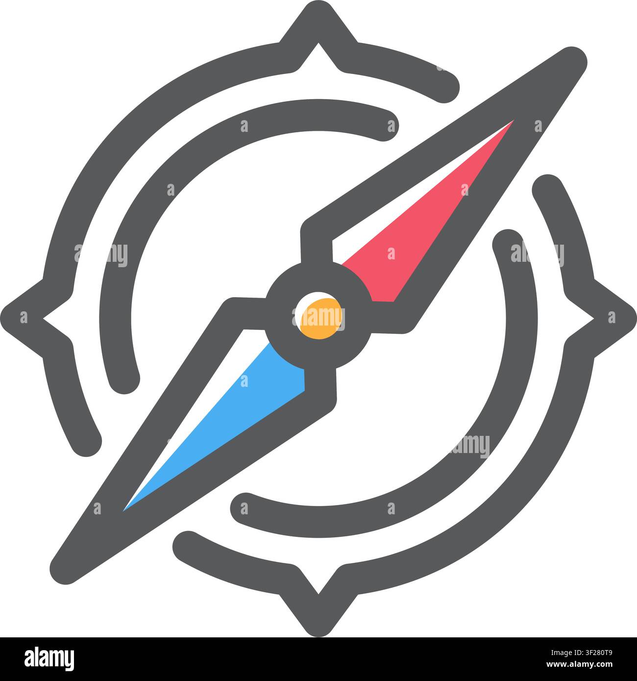 Compass Icon, Navigation, Direction, Map, Travel, Wayfinding Stock Vector