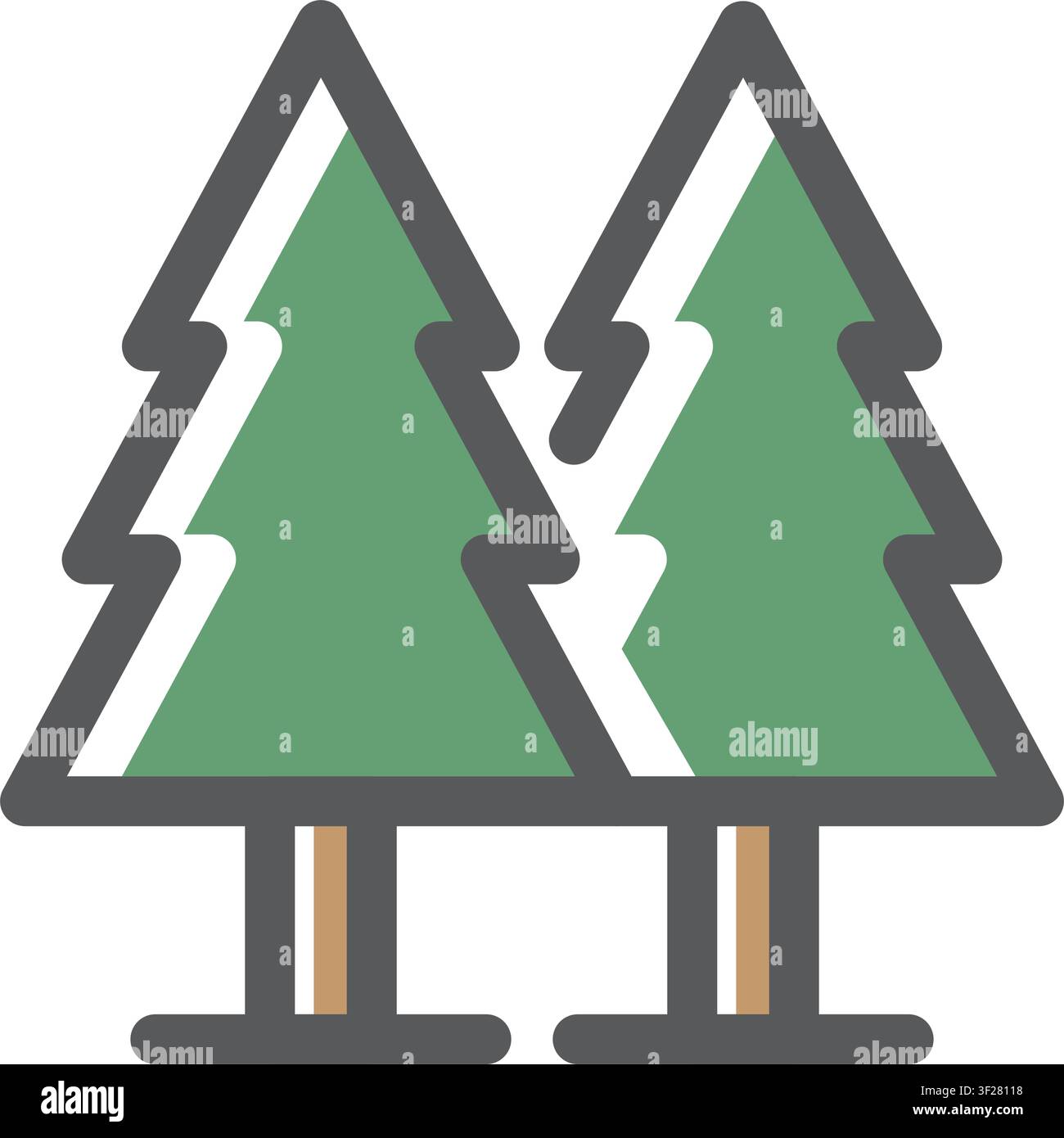 Pine Trees Icon, Tree, Evergreen, Conifer, Forest, Nature Stock Vector