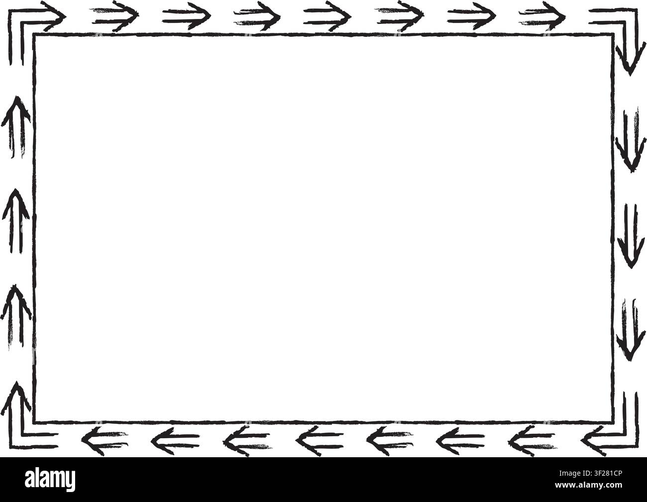 Rectangular frame made with arrows from hand-drawn sketches to give your vector designs a "handmade" touch. Stock Vector