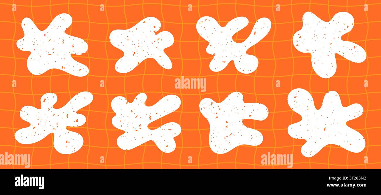 Funny doodle shape set. White organic elements with trendy texture Stock Vector