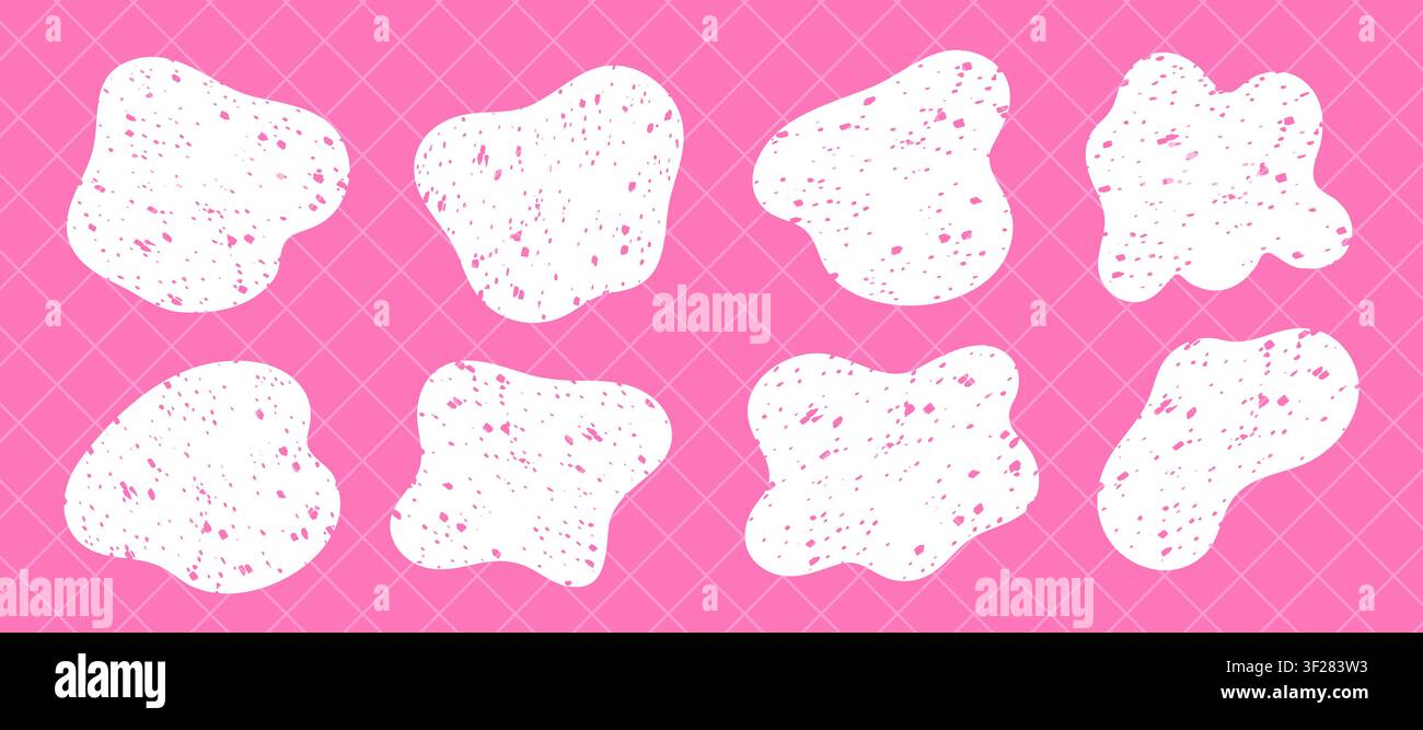 Funny doodle shape set. White organic elements with trendy texture Stock Vector