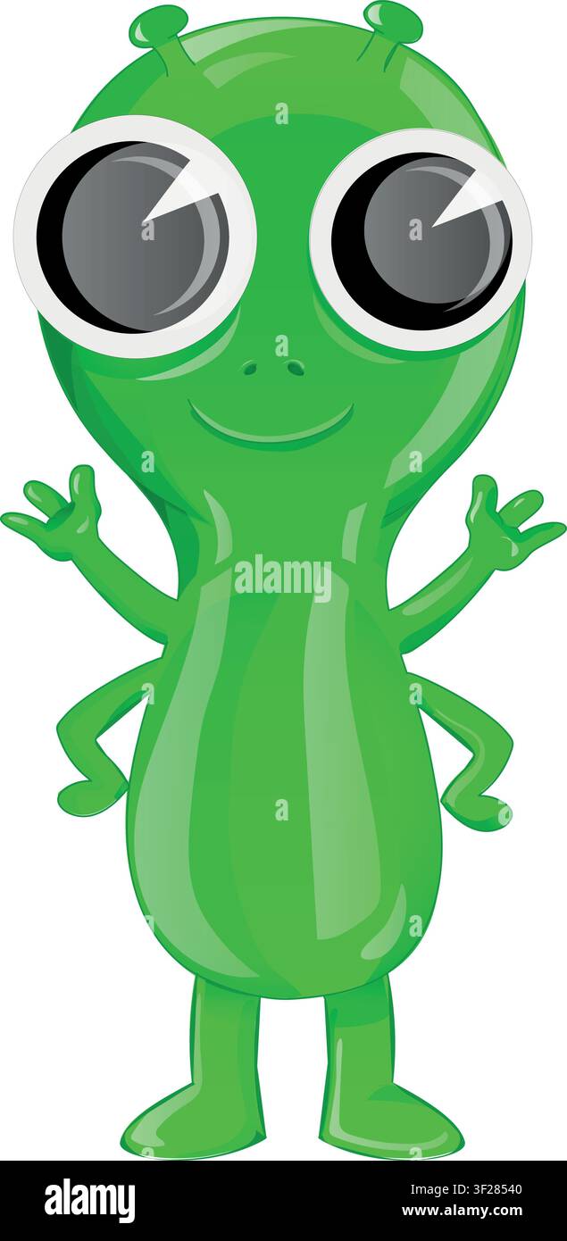 Cute alien character illustration design Stock Vector