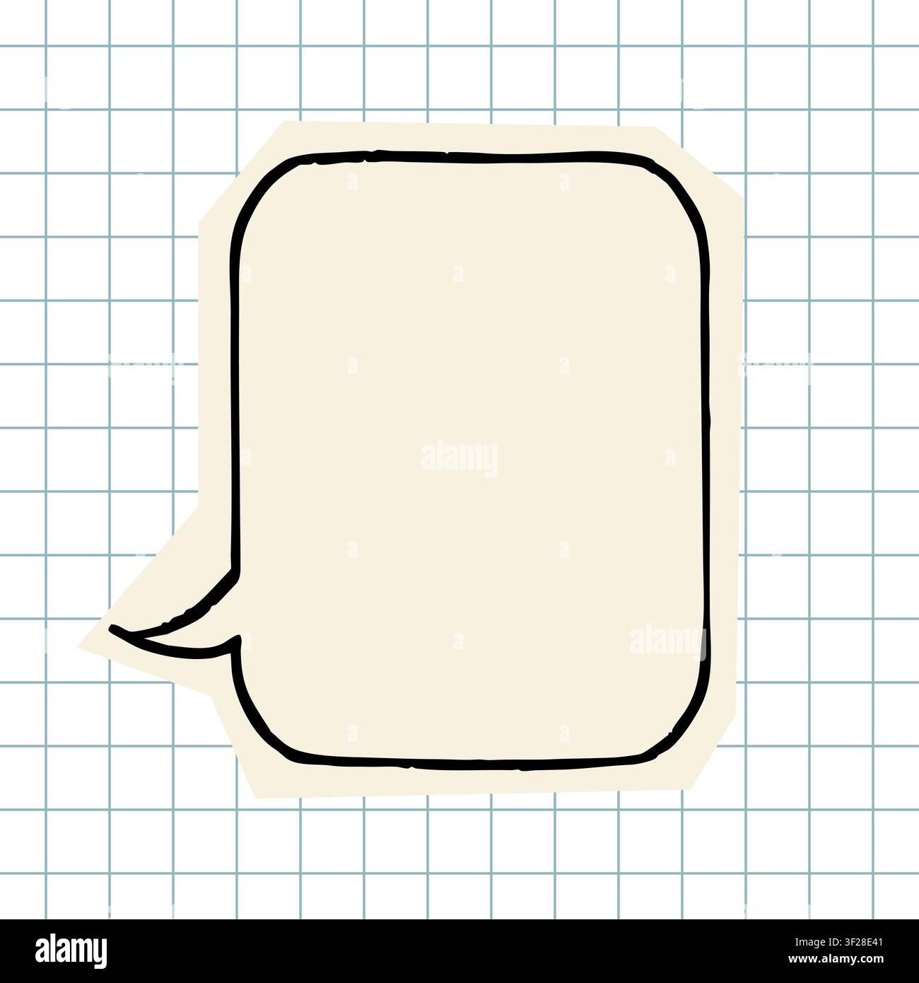 Hand drawn vertical speech bubble on grid paper Stock Vector