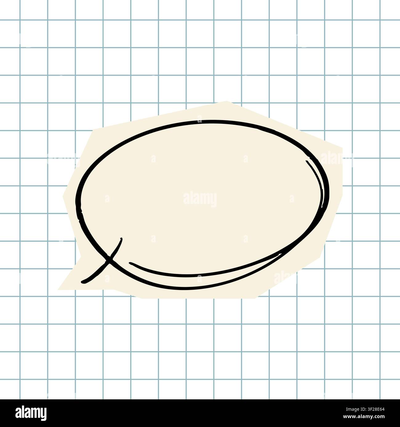 Hand drawn oval speech bubble on grid paper Stock Vector