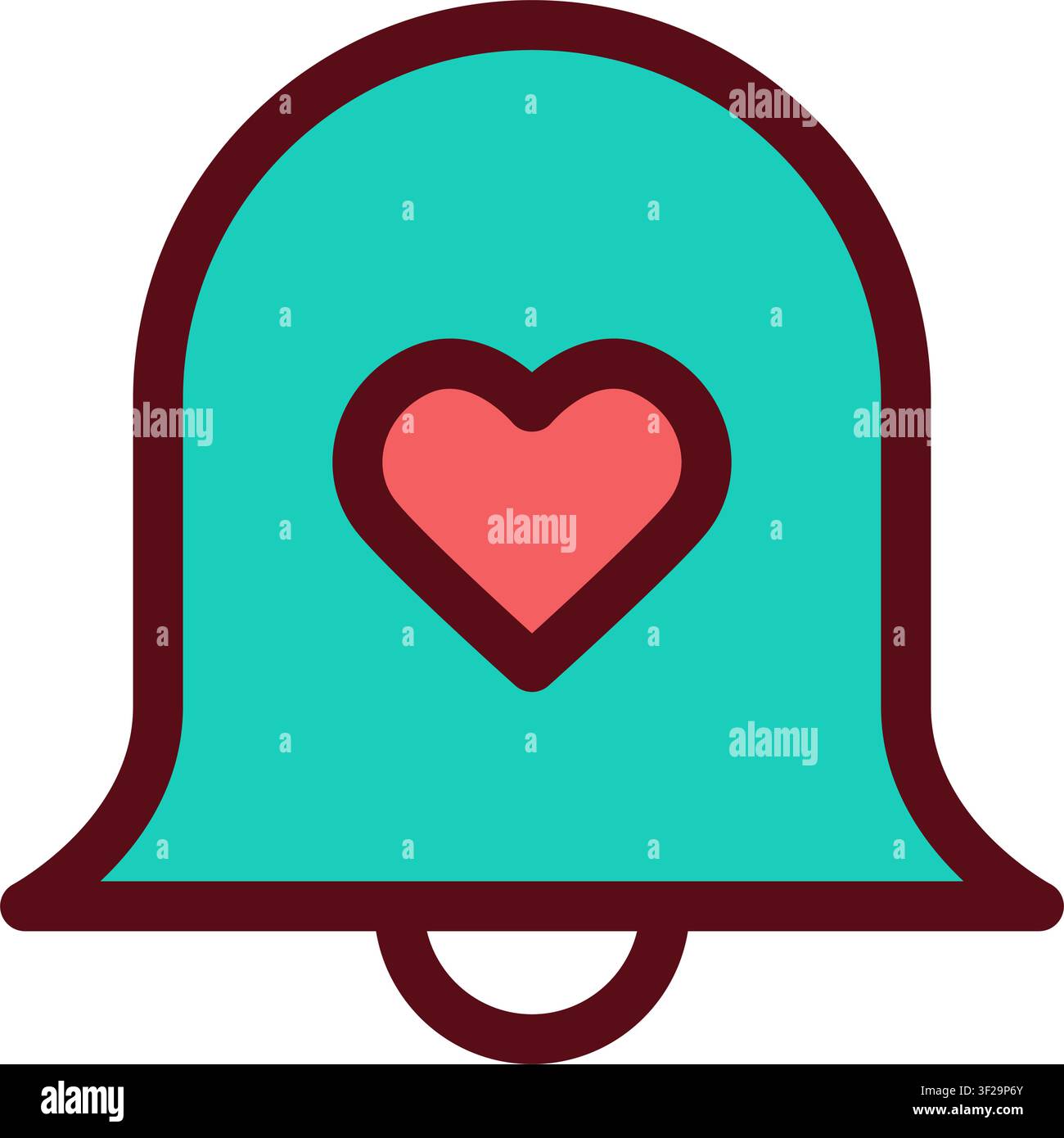 Bell Heart Icon, Notification, Alert, Love, Romance, Favorite Stock Vector