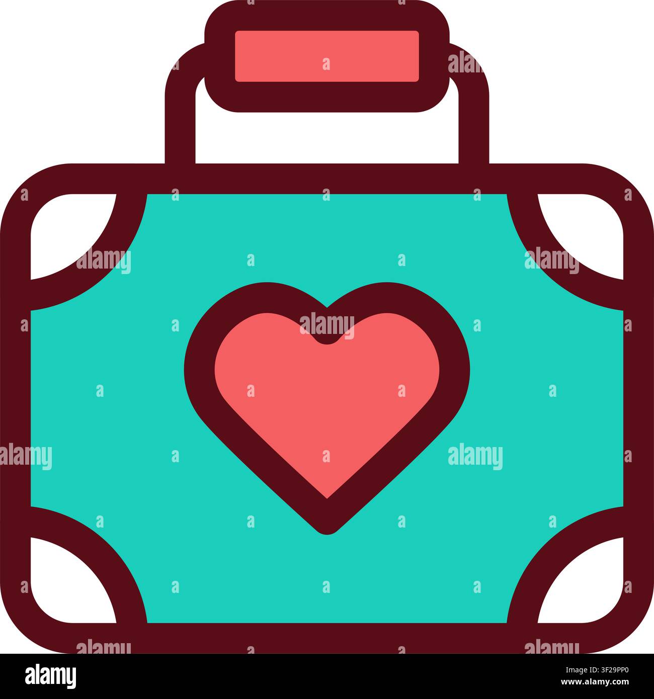 Baggage Heart Icon, Luggage, Suitcase, Travel, Love, Romantic Stock Vector